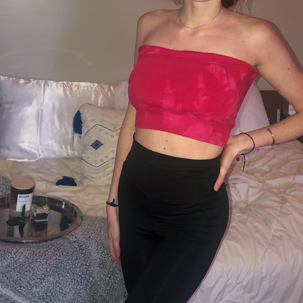 Red tie dyed crop top made by me:)
